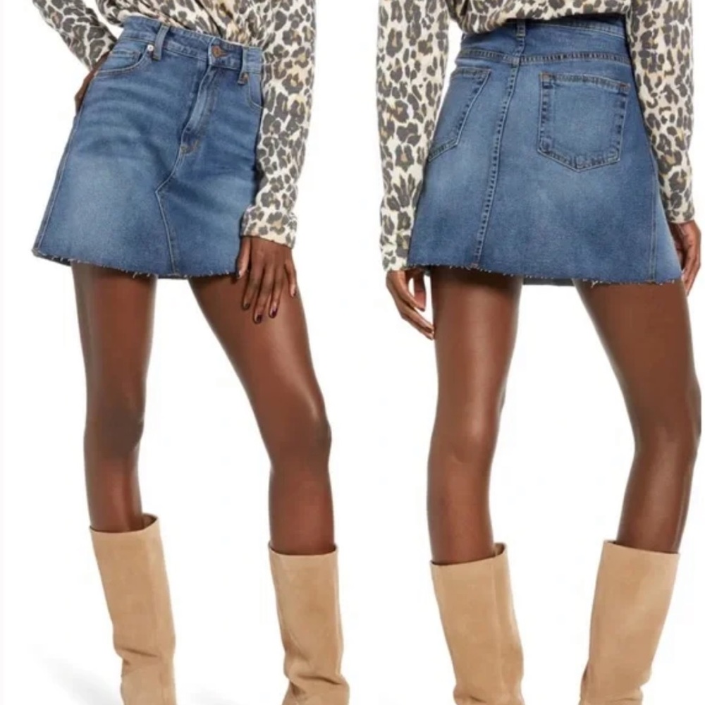 Distressed denim skirt